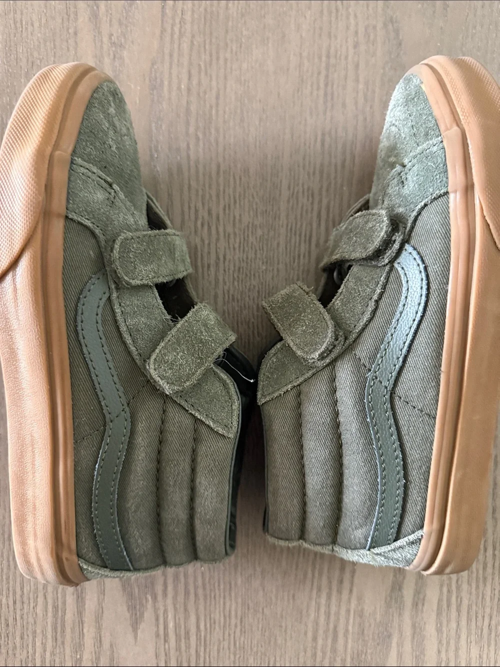 Vans Kids Olive Suede Velcro Sneakers